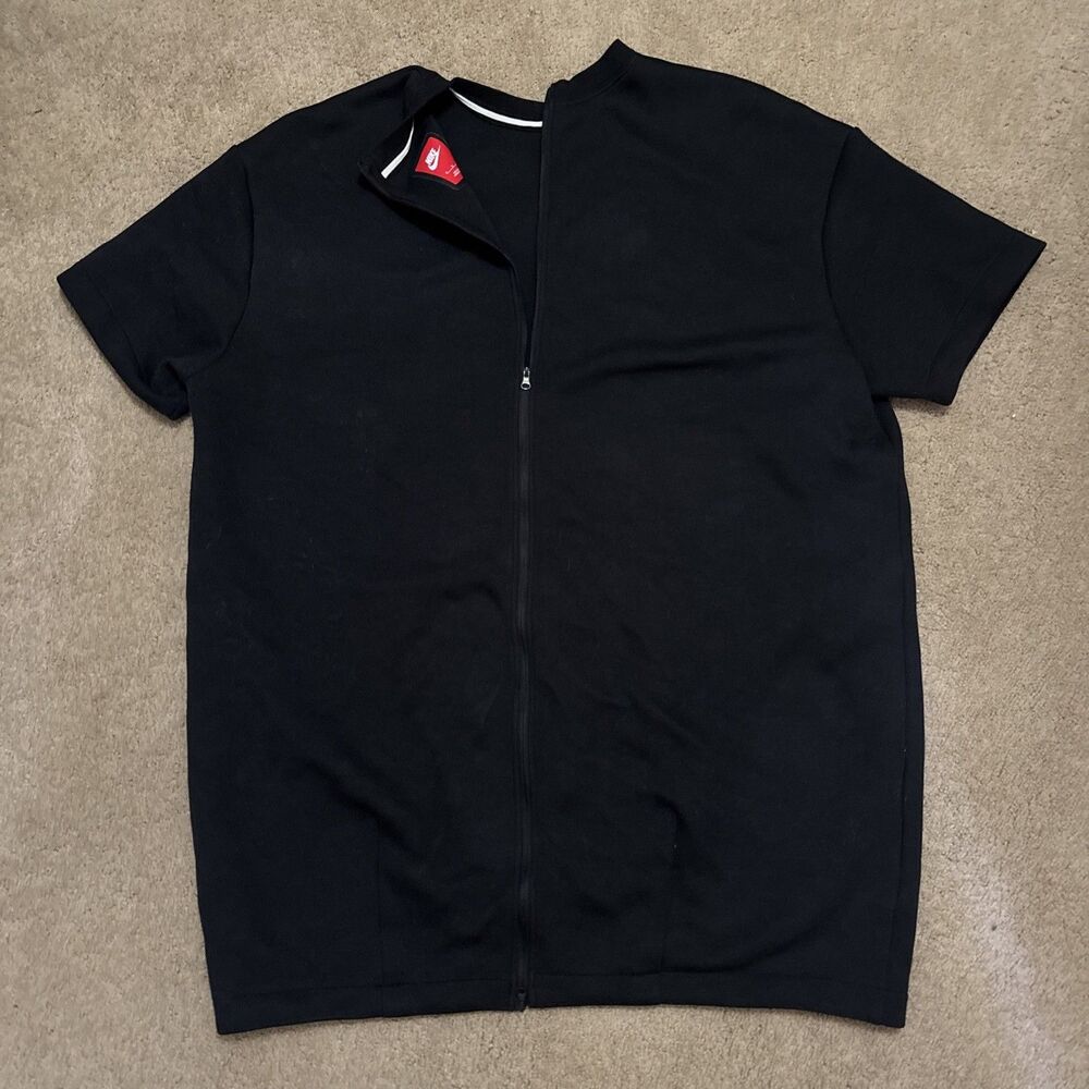 Nike Full Zip Up 2 Zipper Fancy Fashionable T Shirt Black Size XL